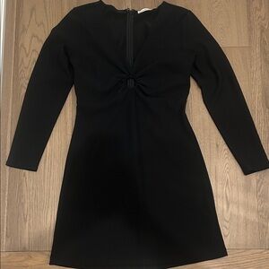 Abercrombie & Fitch Black Long-Sleeve Twist-Knot Mini Dress